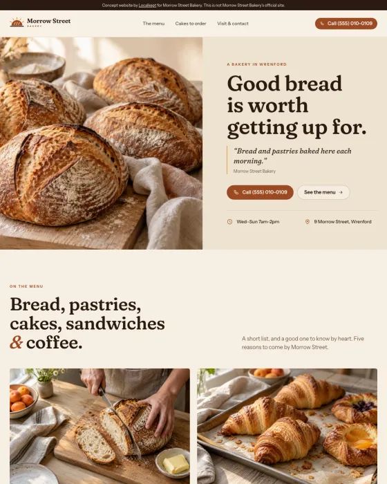Sample site for a fictional bakery business