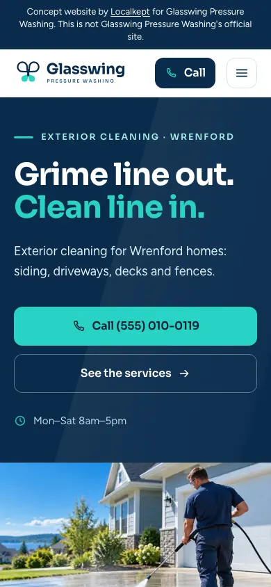 The same sample home page on a phone.